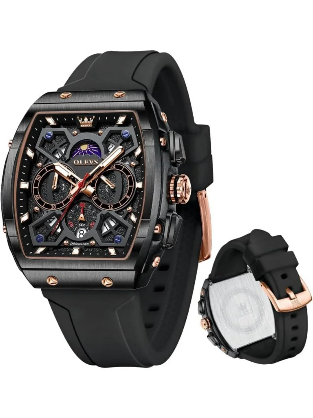 Stylish Men's Chronograph Watch - Waterproof, Luminous, Silicon Strap